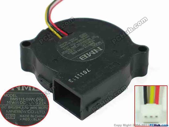 150900 NMB-MAT / Minebea BM5115-09W-B59 Server - Blower Fan DC 16V 0.22A, 50x50x15mm, BM5115-09W-B59, L01 NMB-MAT / Minebea BM5115-09W-B59 Server - Blower Fan 