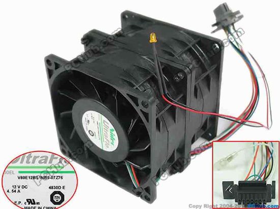 150915 Nidec V80E12BS1NB5-07Z76 Server - Square Fan DC 12V 4.54A, 80x80x38mm, 2Fan Nidec V80E12BS1NB5-07Z76 Server - Square Fan 