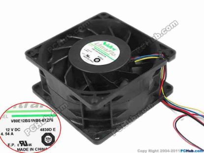 150916 Nidec V80E12BS1NB5-07Z76 Server - Square Fan DC 12V 4.54A, 80x80x38mm,  Nidec V80E12BS1NB5-07Z76 Server - Square Fan 