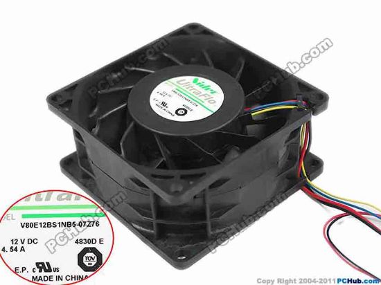 150916 Nidec V80E12BS1NB5-07Z76 Server - Square Fan DC 12V 4.54A, 80x80x38mm,  Nidec V80E12BS1NB5-07Z76 Server - Square Fan 