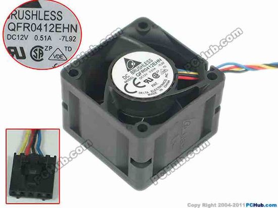 151197 Delta Electronics QFR0412EHN Server - Square Fan -7L92, sq40x40x28mm, 4-wire, DC 12V 0.51A Delta Electronics QFR0412EHN Server - Square Fan 