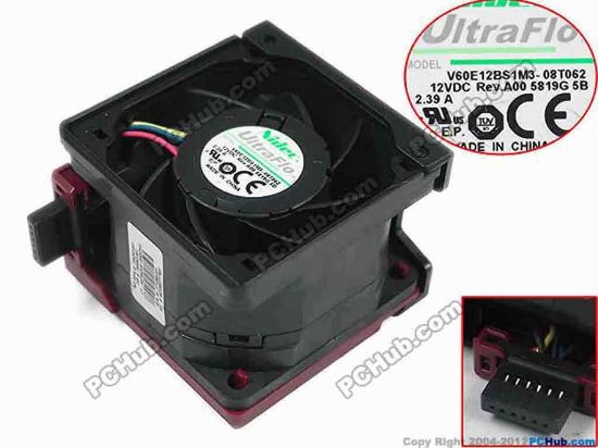 151261 Nidec V60E12BS1M3-08T062 Server - Square Fan , sq60x60x38mm, 4-wire, DC 12V 2.39A Nidec V60E12BS1M3-08T062 Server - Square Fan 759250-001， 796853-001， 777286-001， 6070B0777601