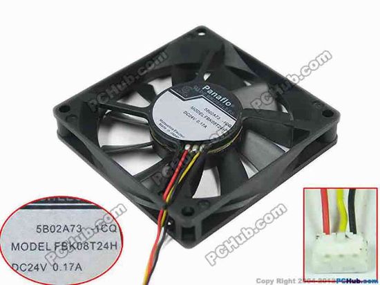 151505 Panasonic FBK08T24H Server - Square Fan DC 24V 0.17A, 80x80x15mm Panasonic FBK08T24H Server - Square Fan 