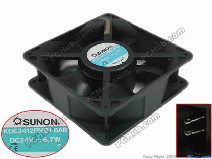 151648 SUNON KDE2412PMB1-6AB Server - Square Fan , sq120x120x38mm, 2-wire, DC 24V 6.7W SUNON KDE2412PMB1-6AB Server - Square Fan 