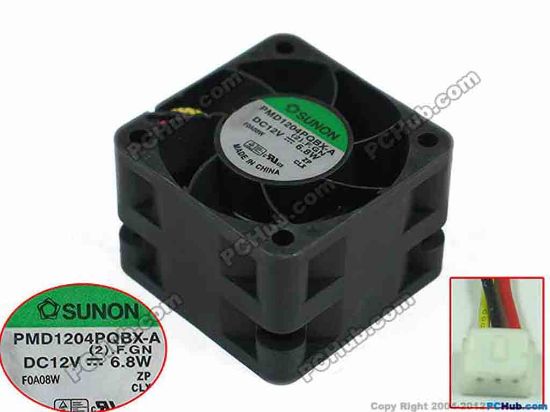 151714 SUNON PMD1204PQBX-A Server - Square Fan (2).F.GN, sq40x40x28mm, 3-wire, DC 12V 6.8W SUNON PMD1204PQBX-A Server - Square Fan 