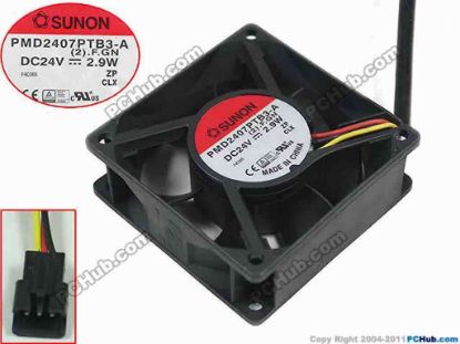151731 SUNON PMD2407PTB3-A Server - Square Fan (2).F.GN, sq70x70x25mm, 3-wire, DC 24V 2.9W SUNON PMD2407PTB3-A Server - Square Fan 