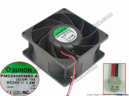 151733 SUNON PMD2408PMB2-A Server - Square Fan (2).GN.155, sq80x80x38mm, 2-wire, DC 24V 7.2W SUNON PMD2408PMB2-A Server - Square Fan 