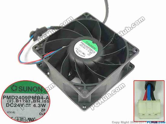 151737 SUNON PMD2409PMB4-A Server - Square Fan (2).B1761.GN.155, sq92x92x38mm, 3-wire, DC 24V 4.3 SUNON PMD2409PMB4-A Server - Square Fan 