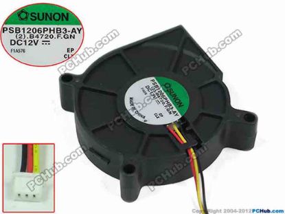 151746 SUNON PSB1206PHB3-AY Server - Blower Fan (2).B4720.F.GN, bw60x60x15mm, w50x3x3, DC 12V 0.9W SUNON PSB1206PHB3-AY Server - Blower Fan 