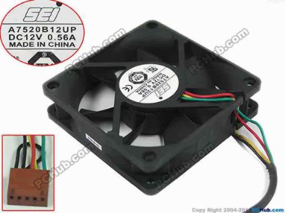 151763 SEI A7520B12UP Server - Square Fan DC 12V 0.56A, 75x75x20mm SEI A7520B12UP Server - Square Fan 