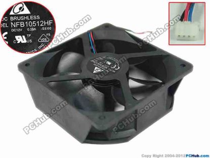 151797 Delta Electronics NFB10512HF Server - Square Fan -SE00, sq105x105x32mm, w60x3x4, 12V 0.39A Delta Electronics NFB10512HF Server - Square Fan 