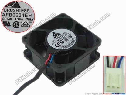151957 Delta Electronics AFB0624EH Server - Square Fan -TBLY, sq60x60x25mm, w60x3x3, DC 24V 0.36A Delta Electronics AFB0624EH Server - Square Fan 