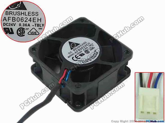 151957 Delta Electronics AFB0624EH Server - Square Fan -TBLY, sq60x60x25mm, w60x3x3, DC 24V 0.36A Delta Electronics AFB0624EH Server - Square Fan 