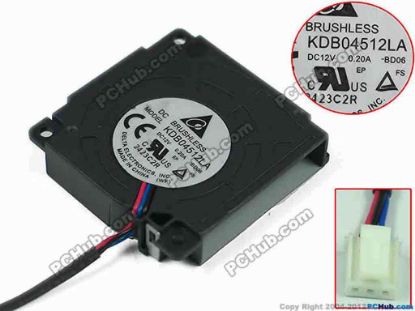 152188 Delta Electronics KDB04512LA Server - Blower Fan -BD06, br45x45x10mm, 3-wire, DC 12V 0.20A Delta Electronics KDB04512LA Server - Blower Fan