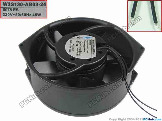 152273 ebm-papst W2S130-AB03-24 Server - Round Fan , dia172x150x55mm, 2-wire, AC 230V 45W ebm-papst W2S130-AB03-24 Server - Round Fan 