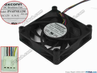 152278 Foxconn PVA070E12M Server - Square Fan -P02-AB, sq70x70x15mm, w80x4x4, DC 12V 0.36A Foxconn PVA070E12M Server - Square Fan