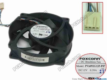152286 Foxconn PVA092G12P Server - Round Fan -P07-AE, dia92x92x25mm, 4-wire, DC 12V 0.39A Foxconn PVA092G12P Server - Round Fan 