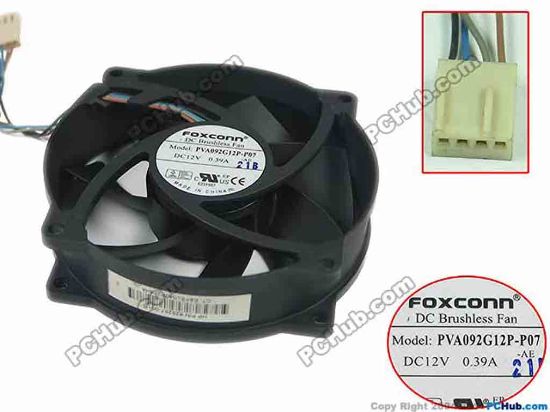 152286 Foxconn PVA092G12P Server - Round Fan -P07-AE, dia92x92x25mm, 4-wire, DC 12V 0.39A Foxconn PVA092G12P Server - Round Fan 
