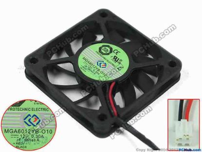 152356 Protechnic Magic MGA6012YB-O10 Server - Square Fan , sq60x60x10mm, 2-wire, DC 12V 0.30A Protechnic Magic MGA6012YB-O10 Server - Square Fan 