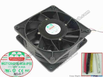 152420 Protechnic Magic MGT12048YB-W38-IP55 Server - Square Fan , sq120x120x38mm, 4-wire, DC 48V 0.54A Protechnic Magic MGT12048YB-W38-IP55 Server - Square Fan