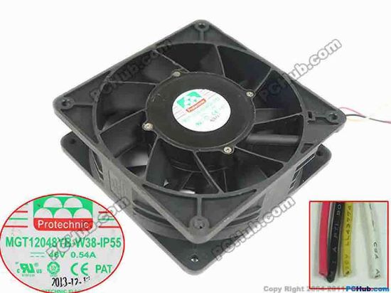152420 Protechnic Magic MGT12048YB-W38-IP55 Server - Square Fan , sq120x120x38mm, 4-wire, DC 48V 0.54A Protechnic Magic MGT12048YB-W38-IP55 Server - Square Fan