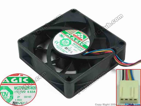 152467 Protechnic Magic MGT7012ZR-W20 Server - Square Fan , sq70x70x20mm, w80x4x4, DC 12V 0.63A Protechnic Magic MGT7012ZR-W20 Server - Square Fan 