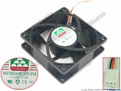 152479 Protechnic Magic MGT8024HB-O25-IP68 Server - Square Fan , sq80x80x25mm, 3-wire, DC 24V 0.16A Protechnic Magic MGT8024HB-O25-IP68 Server - Square Fan 