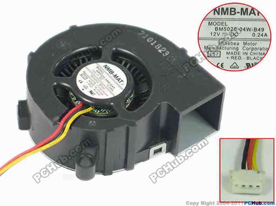 152896 NMB-MAT / Minebea BM5020-04W-B49 Server - Blower Fan L57, br50x50x20mm, 3-wire, DC 12V 0.24A NMB-MAT / Minebea BM5020-04W-B49 Server - Blower Fan 