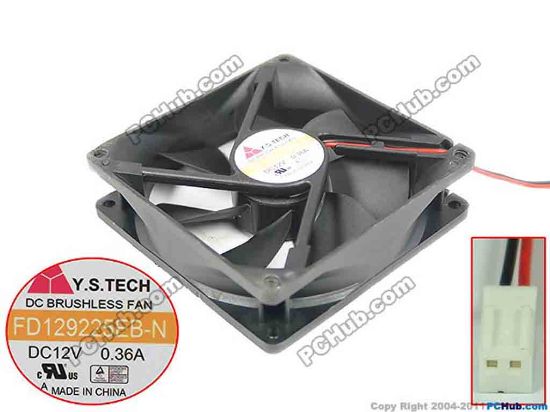 153531 Y.S TECH FD129225EB-N Server - Square Fan , sq90x90x25mm, 2-wire, DC 12V 0.36A Y.S TECH FD129225EB-N Server - Square Fan 