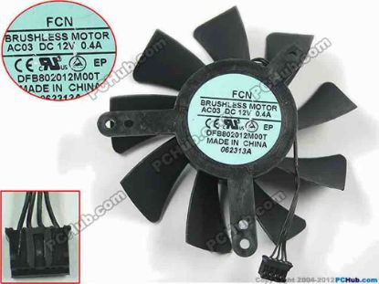 153623 Forcecon DFB802012M00T Server - Frameless / GPU Fan AC03, 12V 0.40A, W75x4x4, D83x23, Black Forcecon DFB802012M00T Server - Frameless / GPU Fan