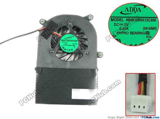 153732 ADDA AB06105HX13C300 Cooling Fan  0A14IM, DC 5V 0.40A Bare Fan ADDA AB06105HX13C300 Cooling Fan  