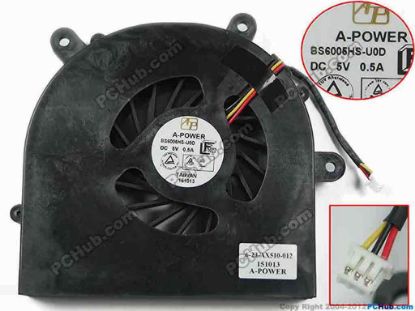 153753 A-Power BS6005HS-U0D Cooling Fan  6-23-AX510-012, DC 5V 0.50A Bare Fan, A-Power BS6005HS-U0D Cooling Fan