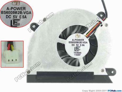 153754 A-Power BS6005M2B-VGA Cooling Fan  6-31-D90FS-200, DC 5V 0.50A Bare Fan A-Power BS6005M2B-VGA Cooling Fan  