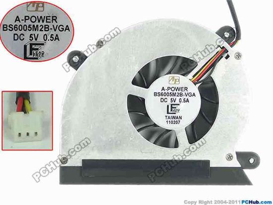 153754 A-Power BS6005M2B-VGA Cooling Fan  6-31-D90FS-200, DC 5V 0.50A Bare Fan A-Power BS6005M2B-VGA Cooling Fan  