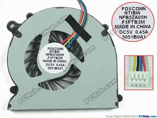 154017 Foxconn NFB57A05H Cooling Fan  F1FTB2M, DC 5V 0.45A Bare Fan Foxconn NFB57A05H Cooling Fan  