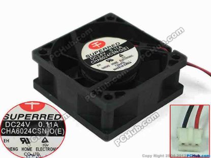 154297 Superred CHA6024CSN-O (E) Server - Square Fan 60x60x25mm, w60x2x3, 24V 0.11A Superred CHA6024CSN-O (E) Server - Square Fan SS
