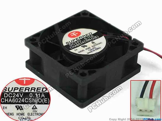 154297 Superred CHA6024CSN-O (E) Server - Square Fan 60x60x25mm, w60x2x3, 24V 0.11A Superred CHA6024CSN-O (E) Server - Square Fan SS