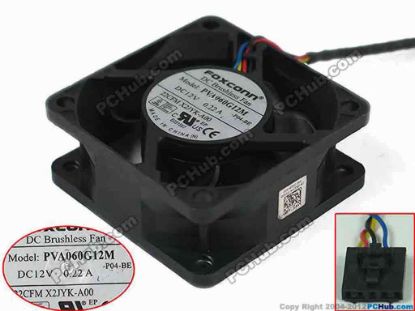 154679 Foxconn PVA060G12M Server - Square Fan -P04-BE, DC 12V 0.22A, 60x60x25mm Foxconn PVA060G12M Server - Square Fan 