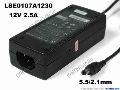 154830 Li Shin LSE0107A1230 AC Adapter 5V-12V 12V 2.5A, Barrel 5.5/2.1mm, IEC C14 Li Shin LSE0107A1230 AC Adapter 5V-12V 