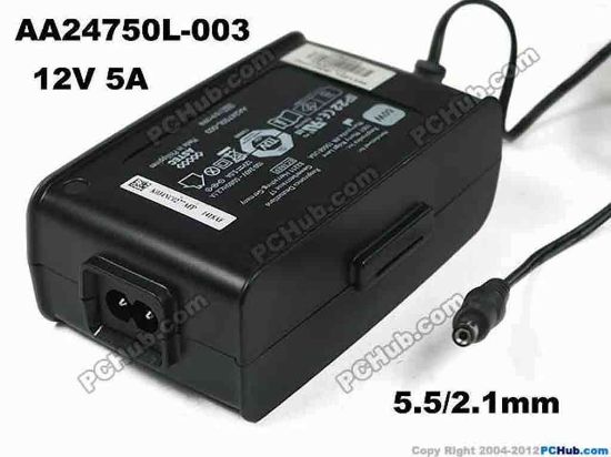 154841 ASTEC AA24750L-003 AC Adapter 5V-12V 12V 5A, Barrel 5.5/2.1mm, 2-Prong ASTEC AA24750L-003 AC Adapter 5V-12V <span style="color: #444444; font-family: verdana; font-size: 13.3333px;">*</span><font color="#444444" face="Verdana" style="color: #444444; font-family: verdana; font-size: 13.3333px;">Please take note,&nbsp;IEC AC&nbsp;<a href="http://www.pchub.com/uph/category/356/Power-Core.html">power cord</a>&nbsp;not included.</font>
