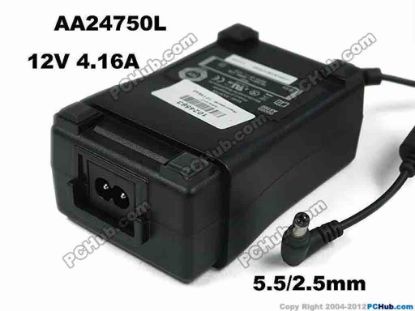 154842 ASTEC AA24750L AC Adapter 5V-12V 12V 4.16A, Barrel 5.5/2.5mm, 2-Prong ASTEC AA24750L AC Adapter 5V-12V