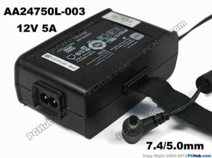 154849 ASTEC AA24750L-003 AC Adapter 5V-12V 12V 5A, Barrel7.4/5.0mm With Pin 2-Prong ASTEC AA24750L-003 AC Adapter 5V-12V