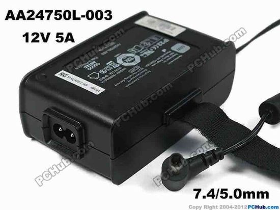 154849 ASTEC AA24750L-003 AC Adapter 5V-12V 12V 5A, Barrel7.4/5.0mm With Pin 2-Prong ASTEC AA24750L-003 AC Adapter 5V-12V