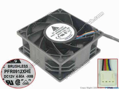 154888 Delta Electronics PFR0912XHE Server - Square Fan X8B, sq90x90x38mm, w100x4x4, DC 12V 4.50A Delta Electronics PFR0912XHE Server - Square Fan 