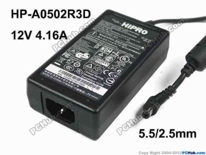 156906 HIPRO HP-A0502R3D AC Adapter 5V-12V HP-A0502R3D, 12V 4.16A, Barrel 5.5/2.5mm, IEC C14 HIPRO HP-A0502R3D AC Adapter 5V-12V