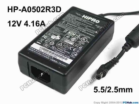 156906 HIPRO HP-A0502R3D AC Adapter 5V-12V HP-A0502R3D, 12V 4.16A, Barrel 5.5/2.5mm, IEC C14 HIPRO HP-A0502R3D AC Adapter 5V-12V