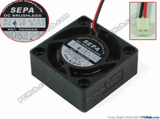 157129 SEPA MF40C-12H Server - Square Fan 2-wire, 12V 0.25A SEPA MF40C-12H Server - Square Fan 