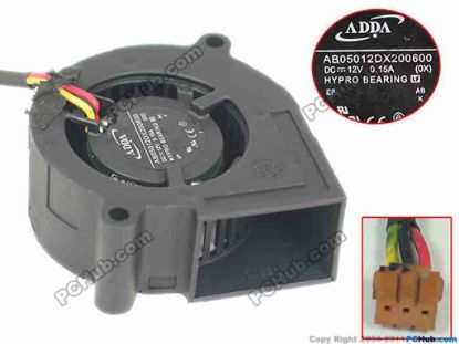 157279 ADDA AB05012DX200600  Server - Blower Fan (0XC), DC12V 0.15A, W60x3x3 ADDA AB05012DX200600  Server - Blower Fan 