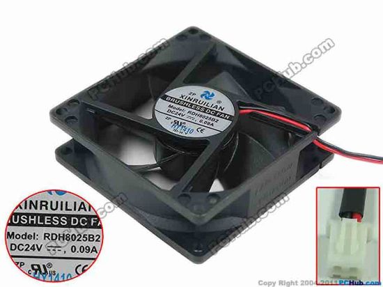 157391 XIFAN / Xinruilian RDH8025B2 Server - Square Fan sq80x80x25mm, 2-wire, DC 24V 0.09A XIFAN / Xinruilian RDH8025B2 Server - Square Fan 