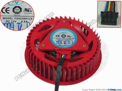 158090 NTK FD9238H12S Server - Round Fan 12V 0.80A, W50x4x4, D75xC37, Red Blower NTK FD9238H12S Server - Round Fan S